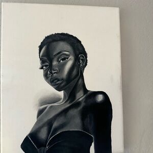 Elegant Black and White Portrait Canvas Original
